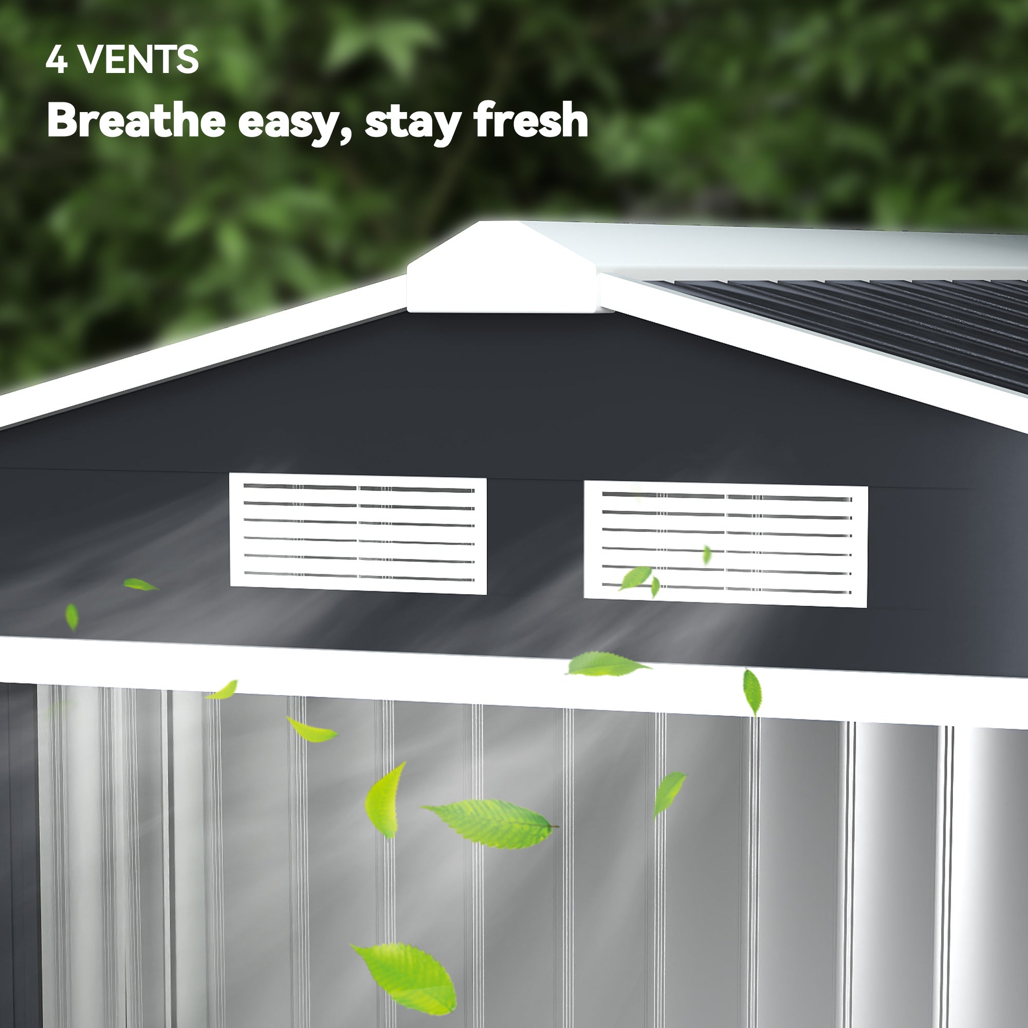 Outsunny 7 x 4ft Weatherproof Shed, Outdoor Bike Storage Shed with Ventilation Slots, Foundation Kit and Lockable Double Doors, Dark Grey