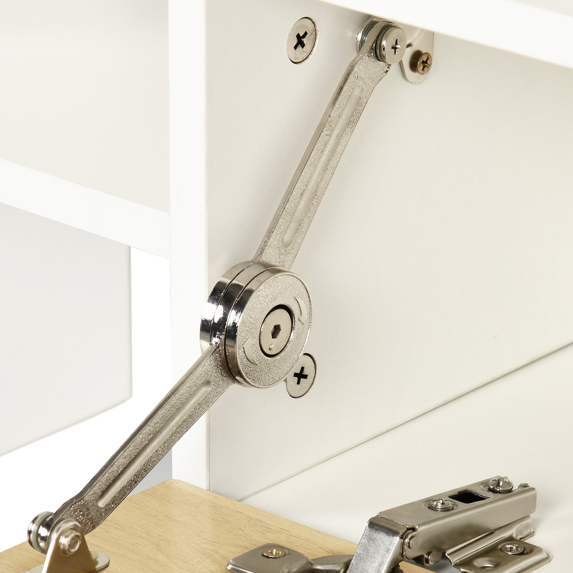 HOMCOM TV Cabinet with Wall Shelf for Wall-Mounted 65" TVs or Standing 40" TVs - White and Natural