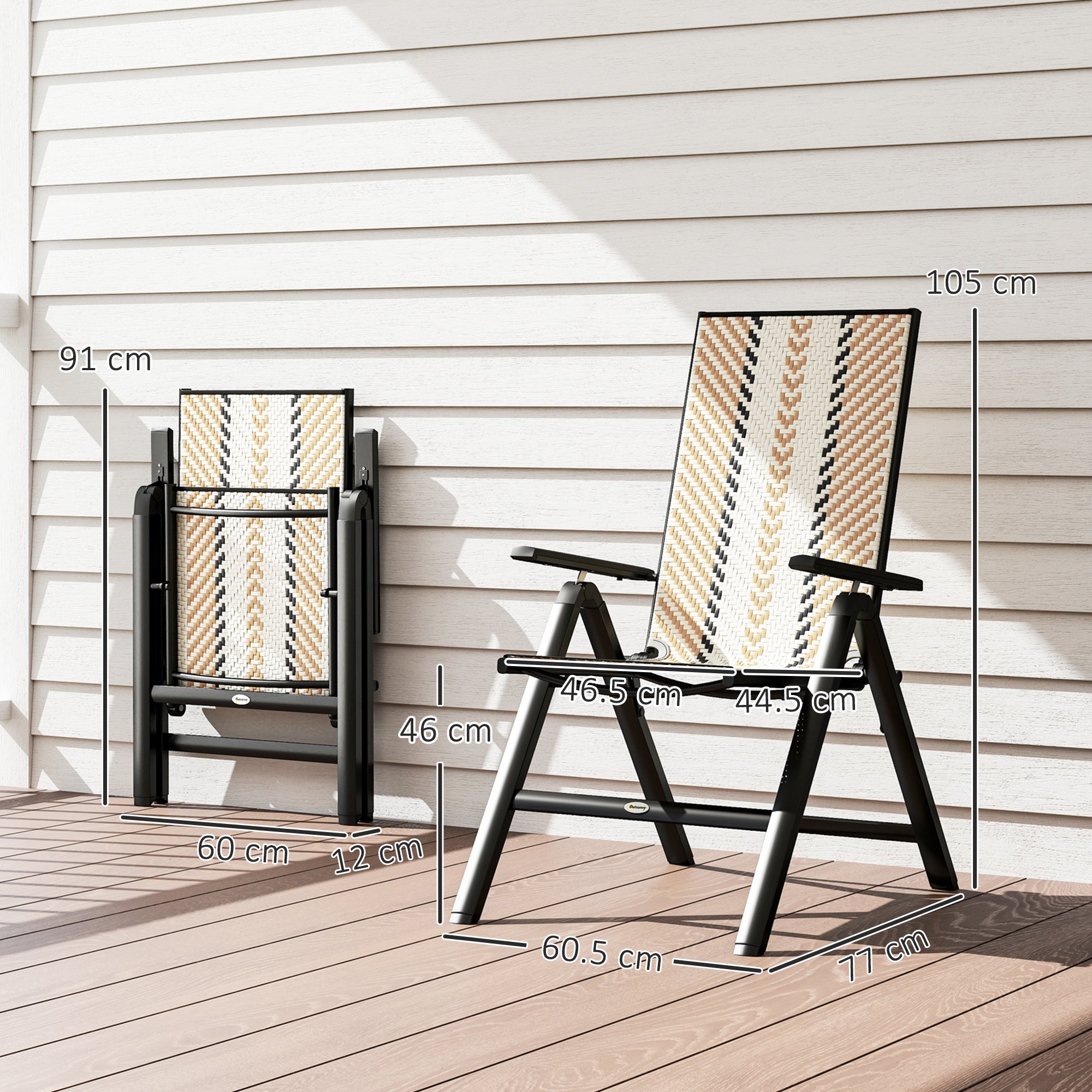 Outsunny Rattan Reclining Garden Chairs - Orange