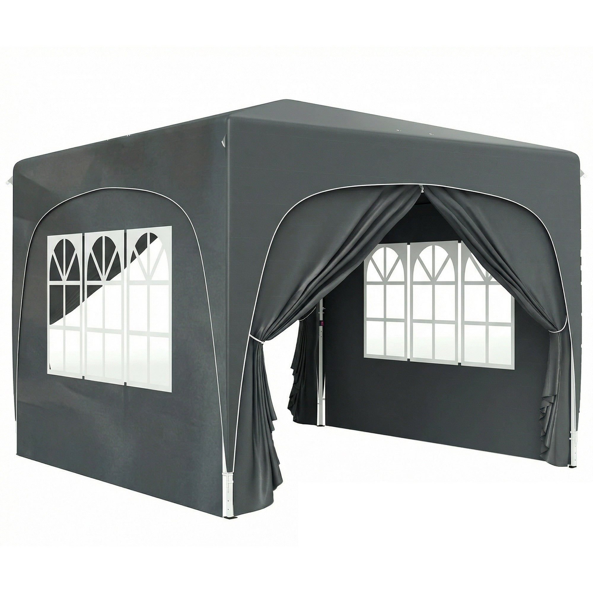 Outsunny 3 x 3m Pop-Up Gazebo Shelter, with Accessories - Dark Grey