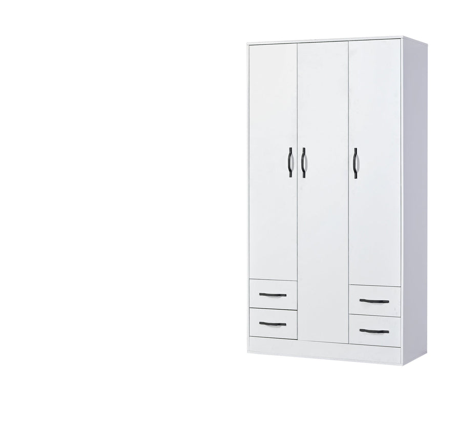SPACEO Wardrobe 120 White / Black Handles