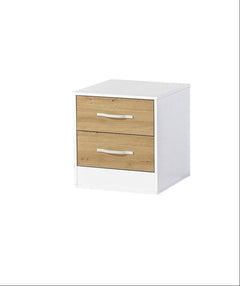 SPACEO Bedside Table / Oak Artisan / White Handles