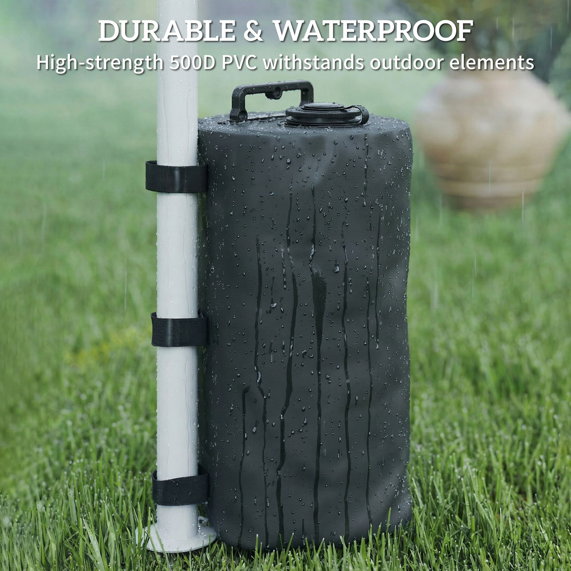 Outsunny Set of 4 Gazebo Weights Sand Bags, Gazebo Water Weights Bags with Carry Handles for Garden Marquee, Parasol, Black