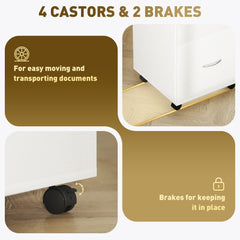 HOMCOM Two Drawer Lockable Filing Cabinet - White Wood Grain