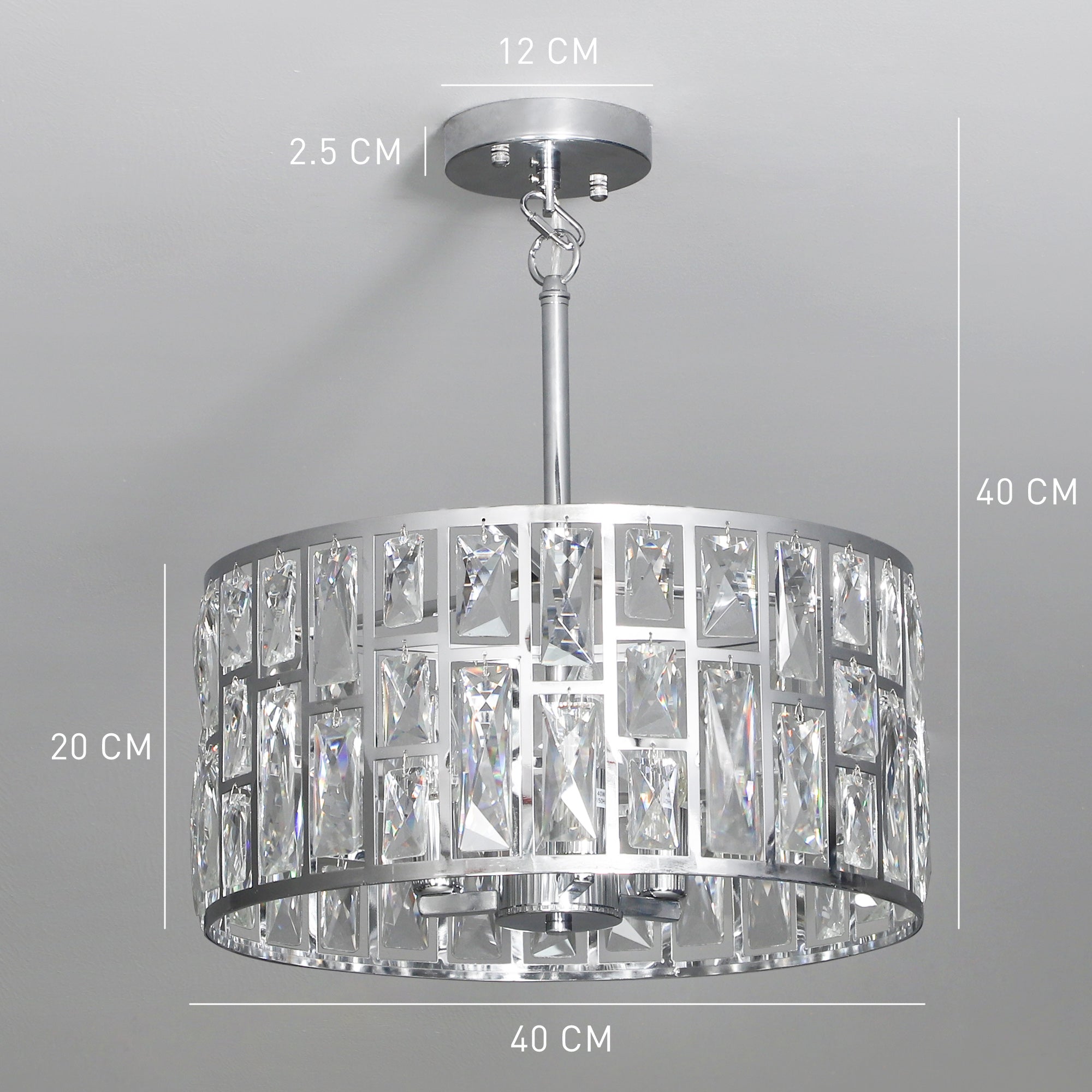 HOMCOM 72 Glass Crystallite Chandelier - Silver-Tone