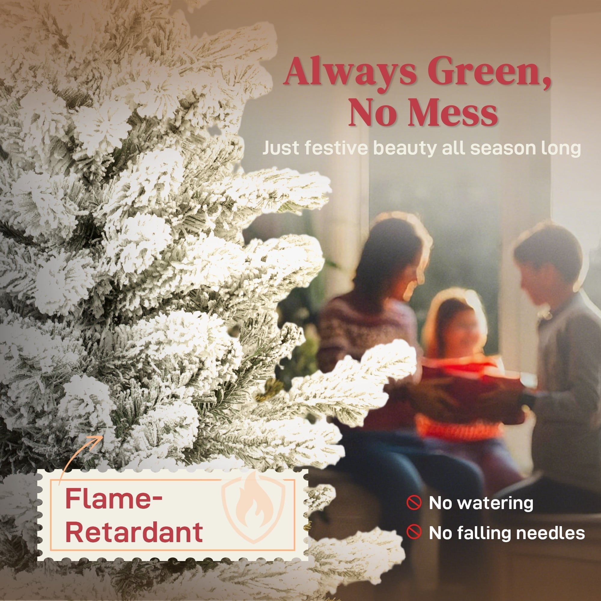 HOMCOM 6ft Flocked Artificial Christmas Tree