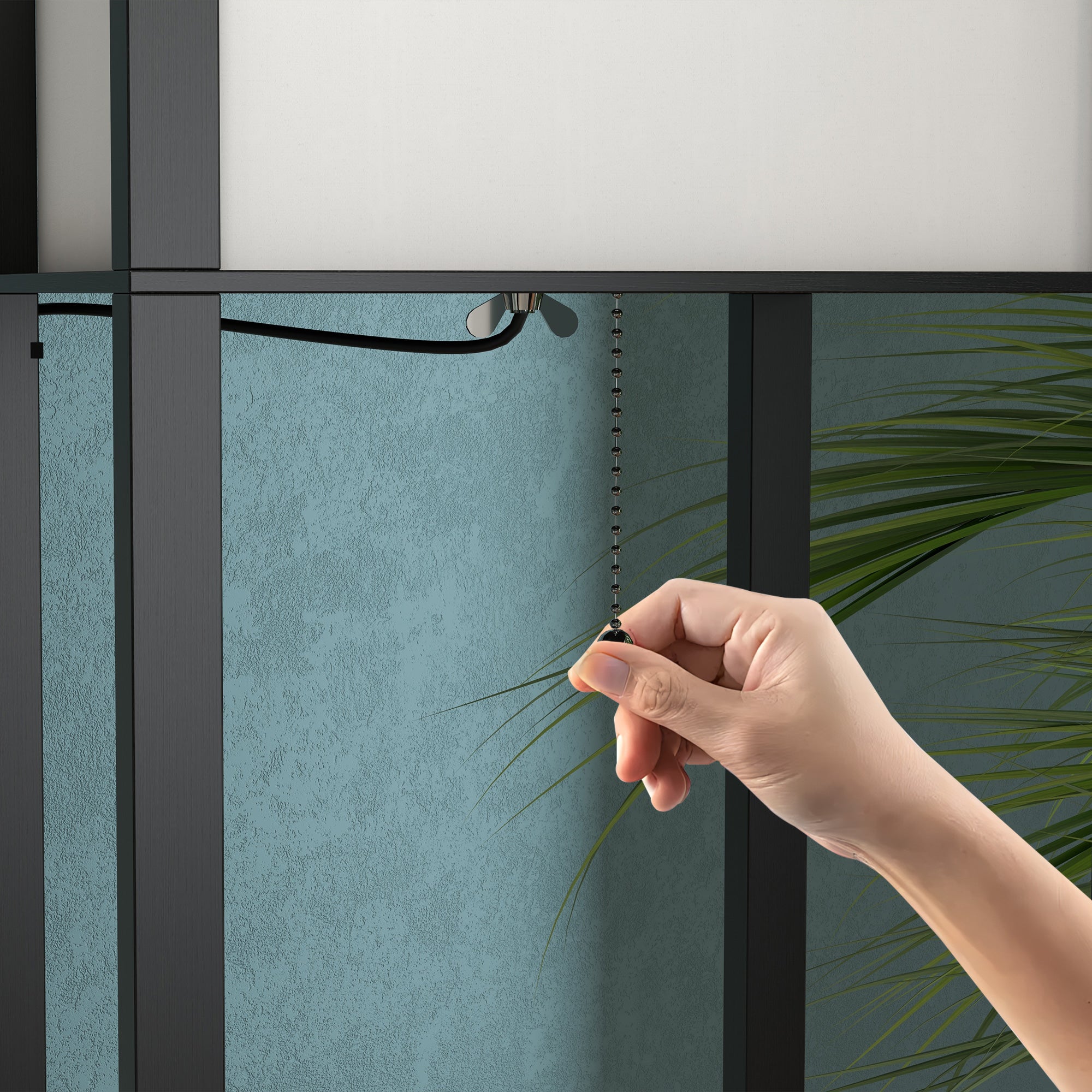 HOMCOM Floor Lamp with Shelves and Top Light, Modern Corner Standing Lamp for Living Room, Bedroom, Bulb not Included, Black