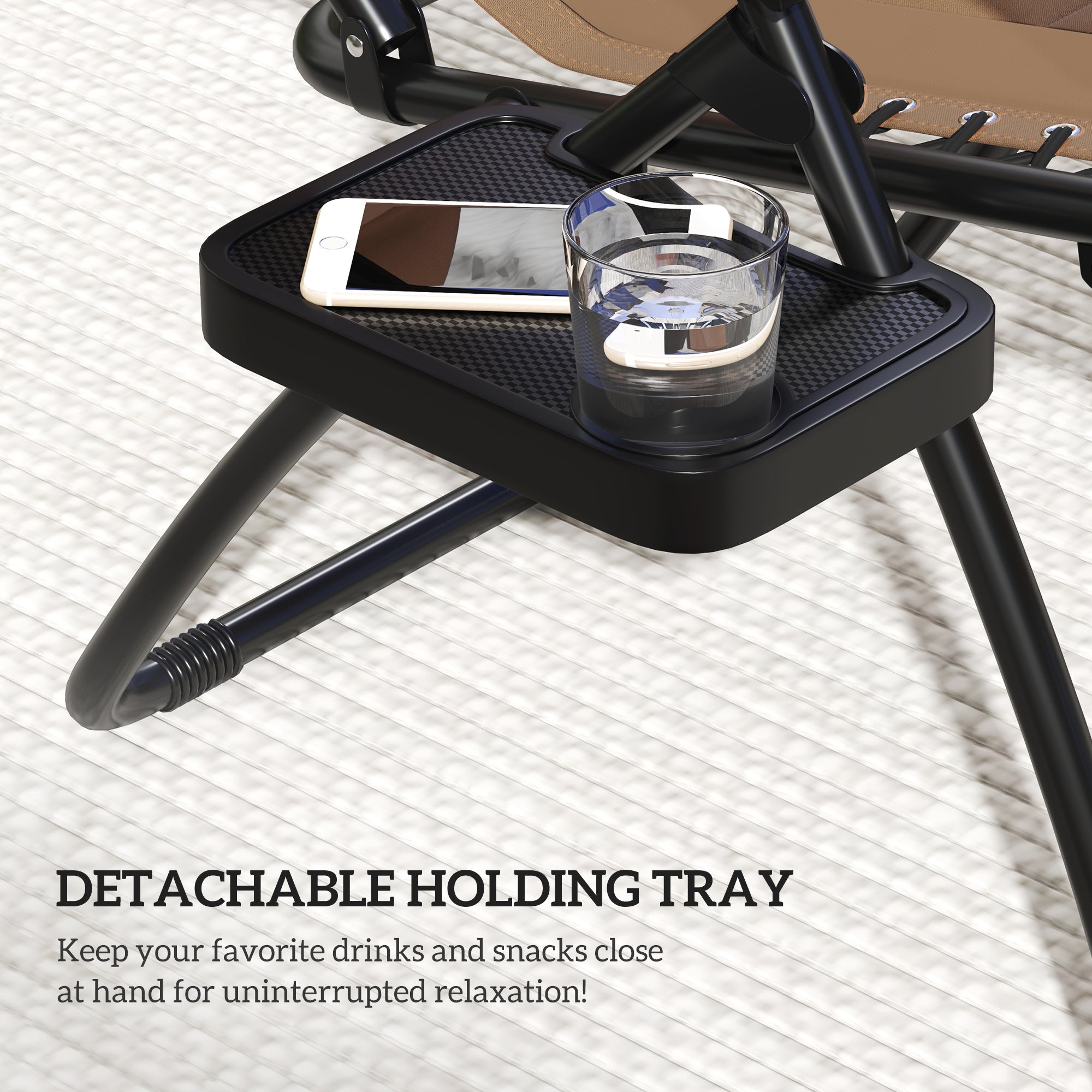 Outsunny Zero Gravity Lounger Chair Set of 2, Folding Reclining Patio Chair with Shade Cover, Cup Holder, Soft Cushion and Headrest for Poolside, Camping, Coffee