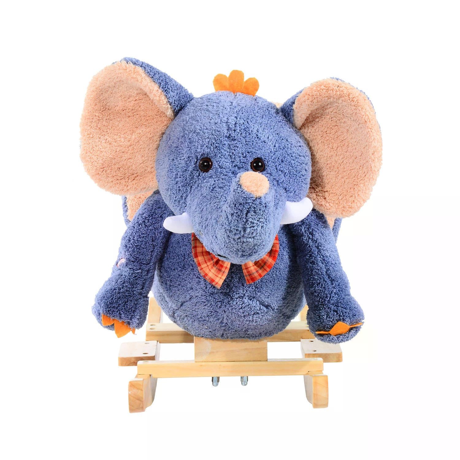 HOMCOM Children Rocking Seat with Sound, Elephant-Blue/Beige