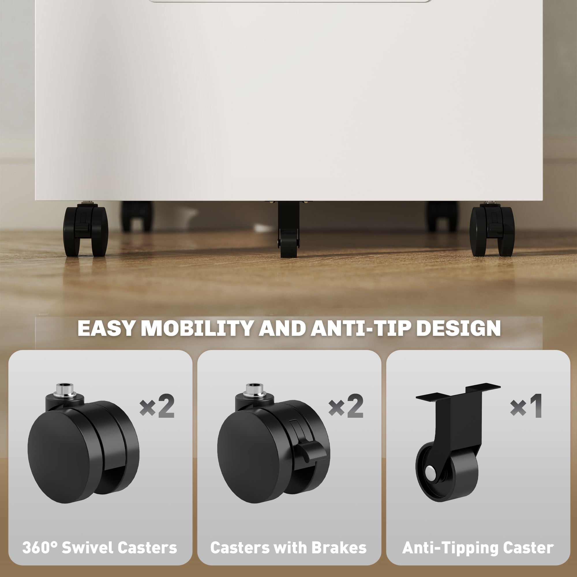 Vinsetto Three-Drawer Steel Filing Cabinet - White