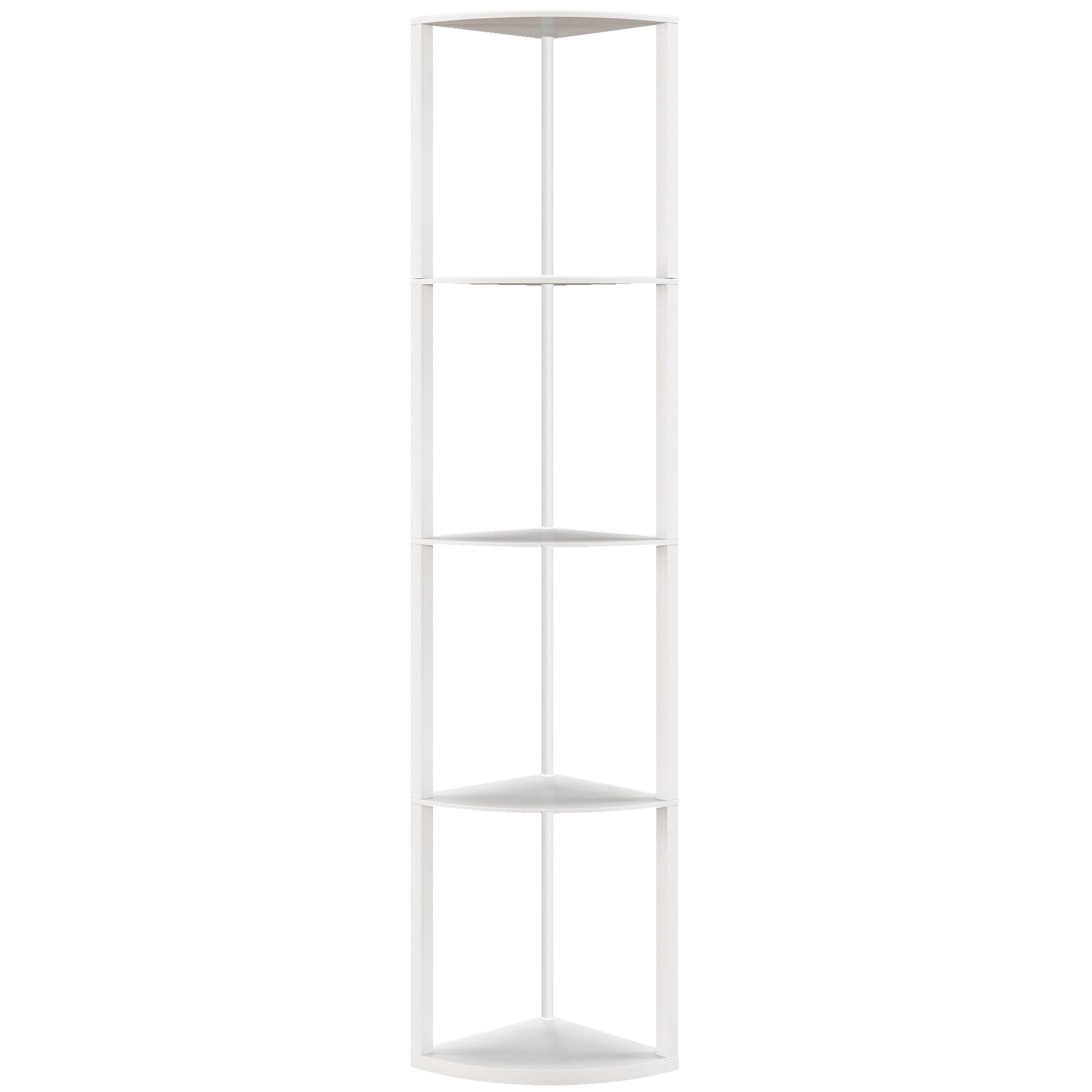 HOMCOM RGB LED Floor Lamp with Shelves, 5-Tier Dimmable Standing Lamp with Adjustable Brightness and Remote Control, Modern Corner Display Shelf Unit for Living Room Bedroom Office, White