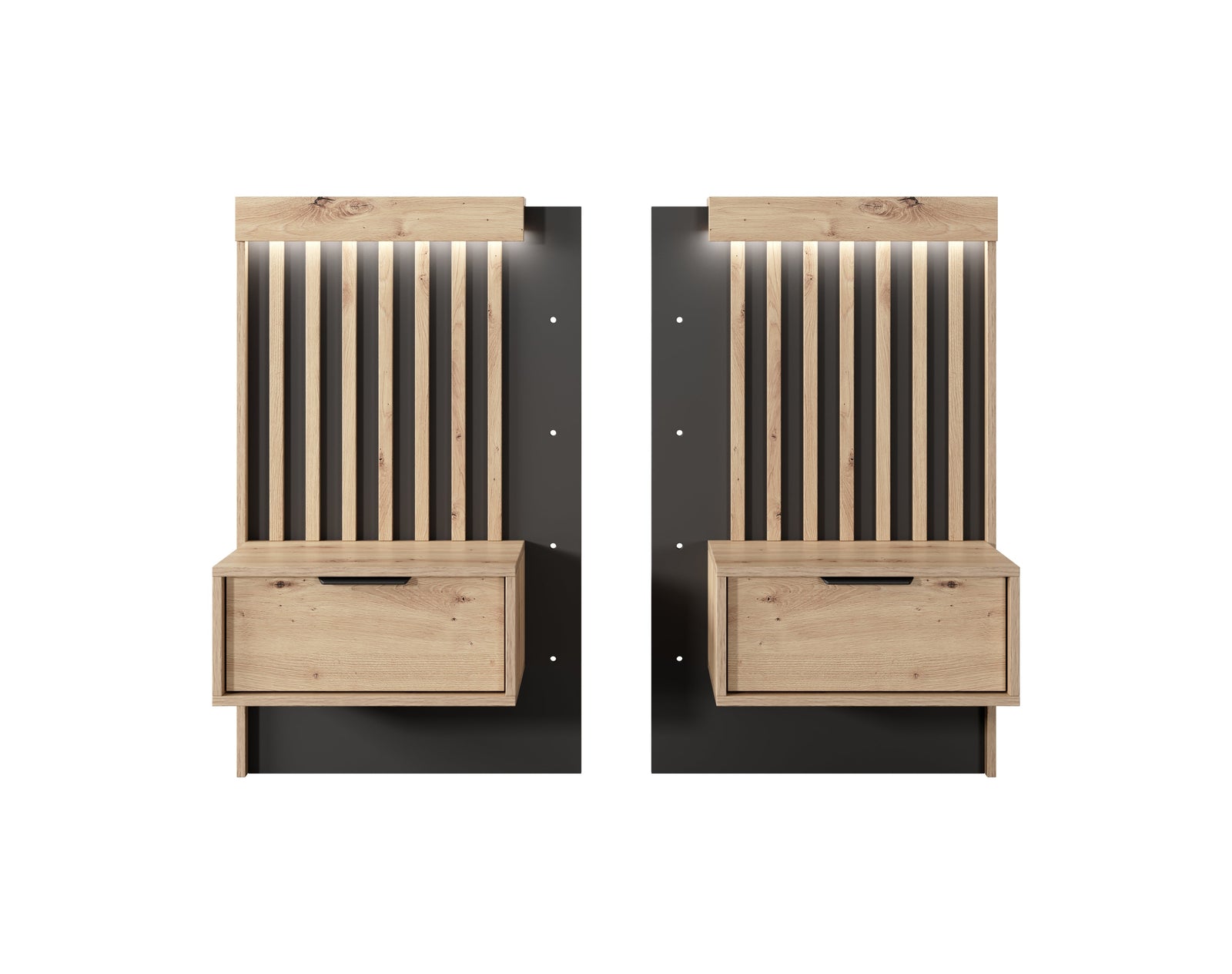 Set of Bedside Tables TALLY Oak Artisan / Grey