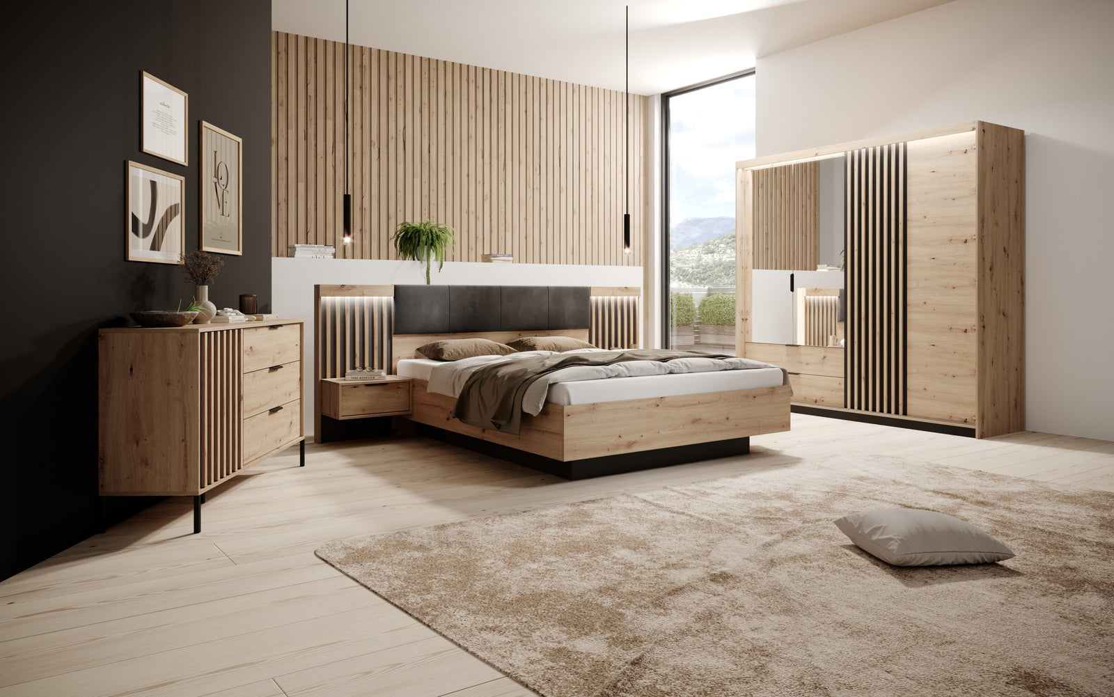 Bed TALLY Oak Artisan / Grey