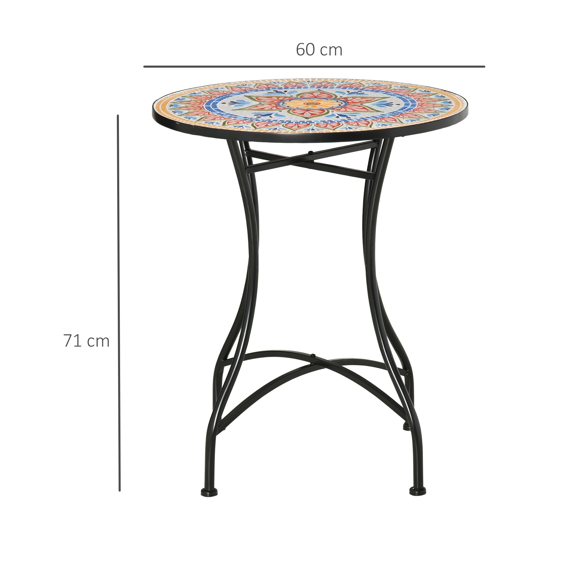 Outsunny _60cm Mosaic Outdoor Patio Table - Red