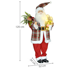 HOMCOM 120cm Animated Santa Claus Figure, with Sound and Lights - Red/Green