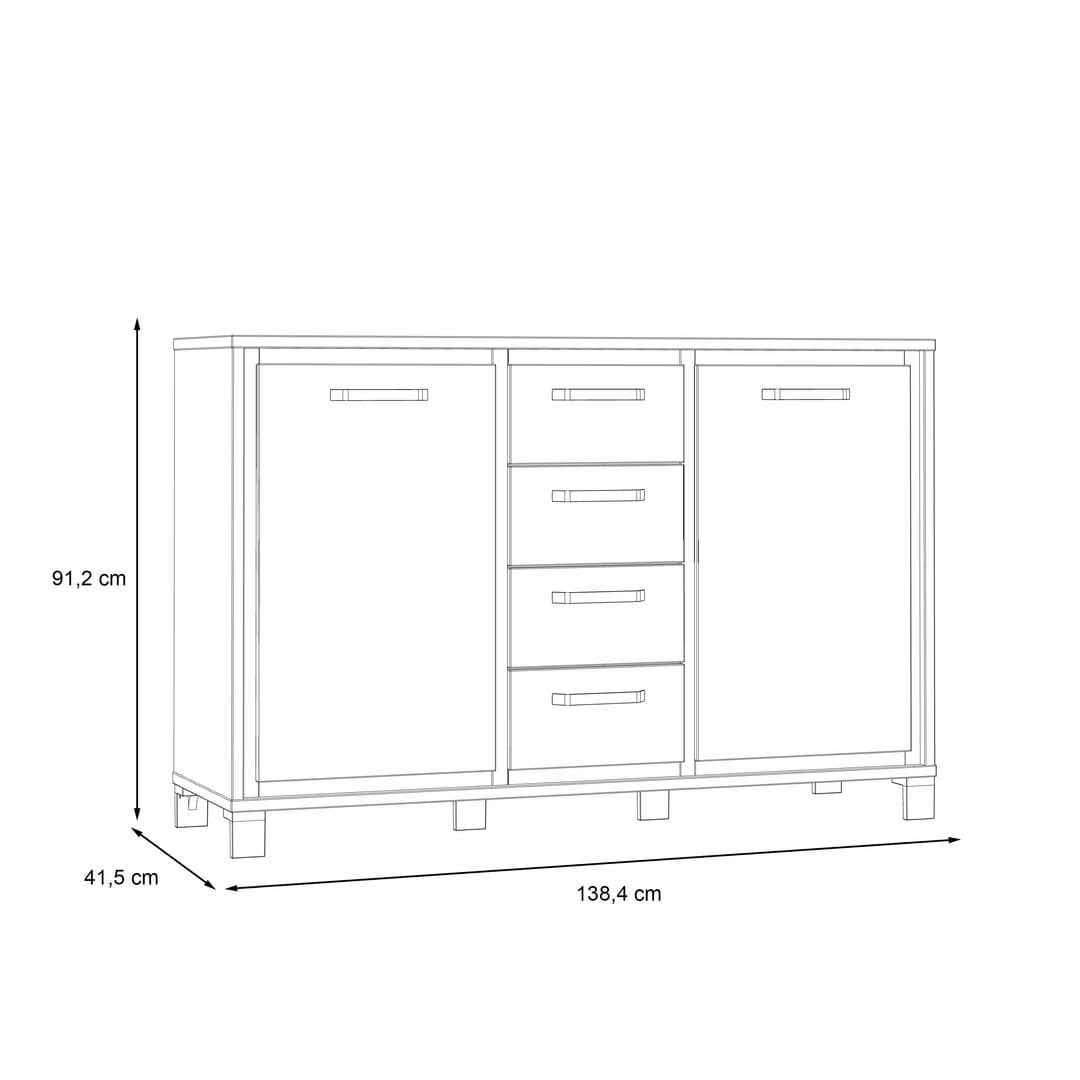 Trondheim Sideboard Cabinet 138cm in Oak Artisan, image 7