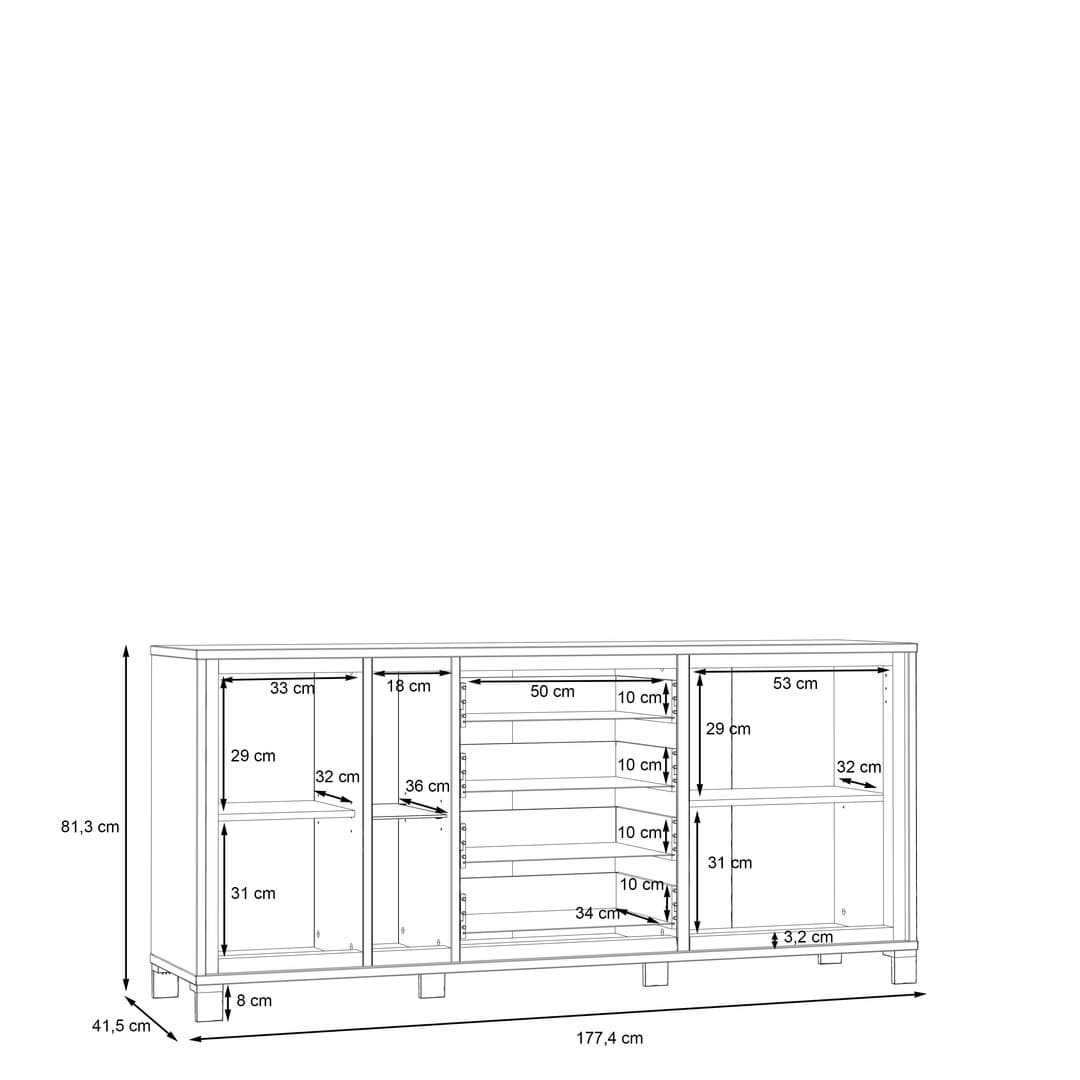 Trondheim Sideboard Cabinet 177cm in Oak Artisan, image 7