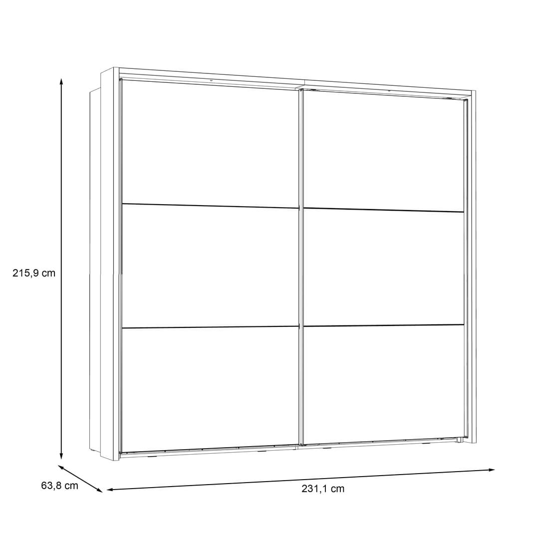 Trondheim Sliding Door Wardrobe 231cm in Oak Artisan, image 8