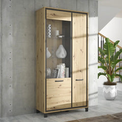 Trondheim Tall Display Cabinet 101cm in Oak Artisan