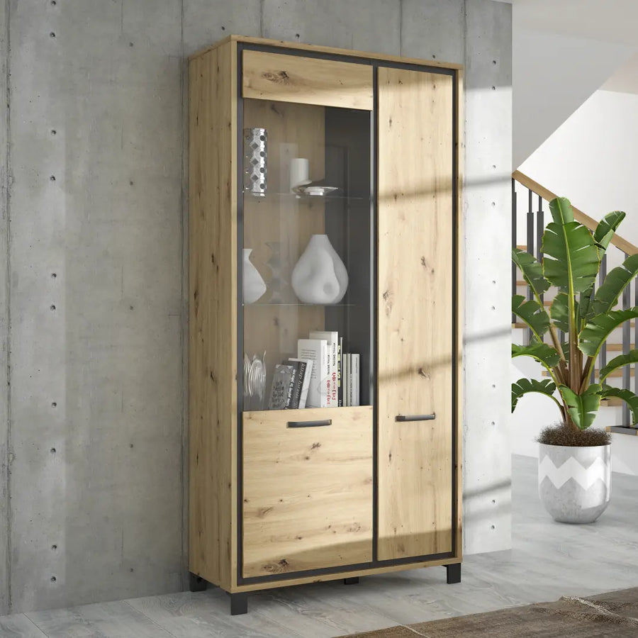 Trondheim Tall Display Cabinet 101cm in Oak Artisan