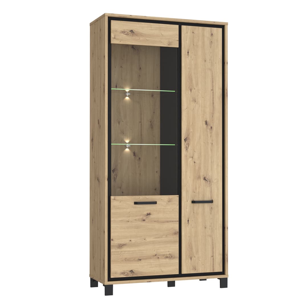 Trondheim Tall Display Cabinet 101cm in Oak Artisan, image 4