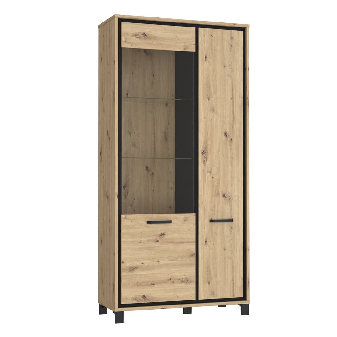 Trondheim Tall Display Cabinet 101cm in Oak Artisan, image 2