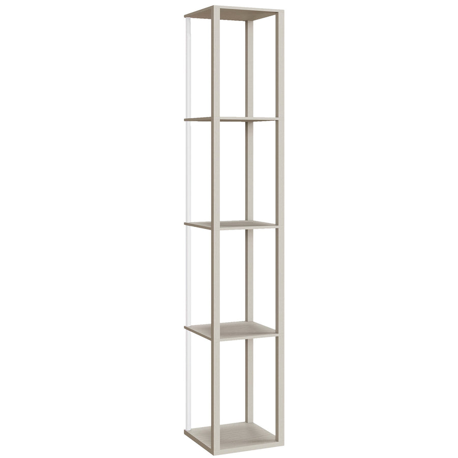 HOMCOM RGB LED Floor Lamp with Shelves, Modern Dimmable Standing Lamp with Remote Control, Adjustable Brightness & Speed for Living Room, Bedroom, Office, Oak