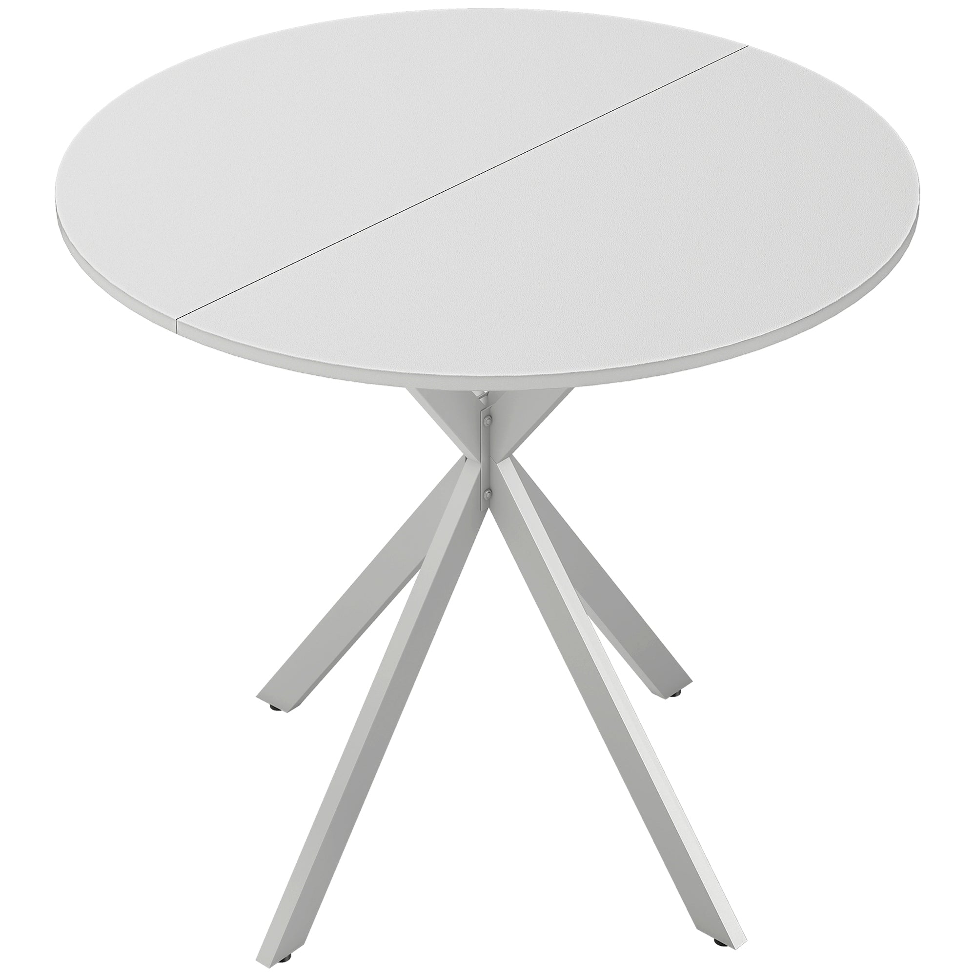 HOMCOM 80cm Industrial Round Dining Table - White