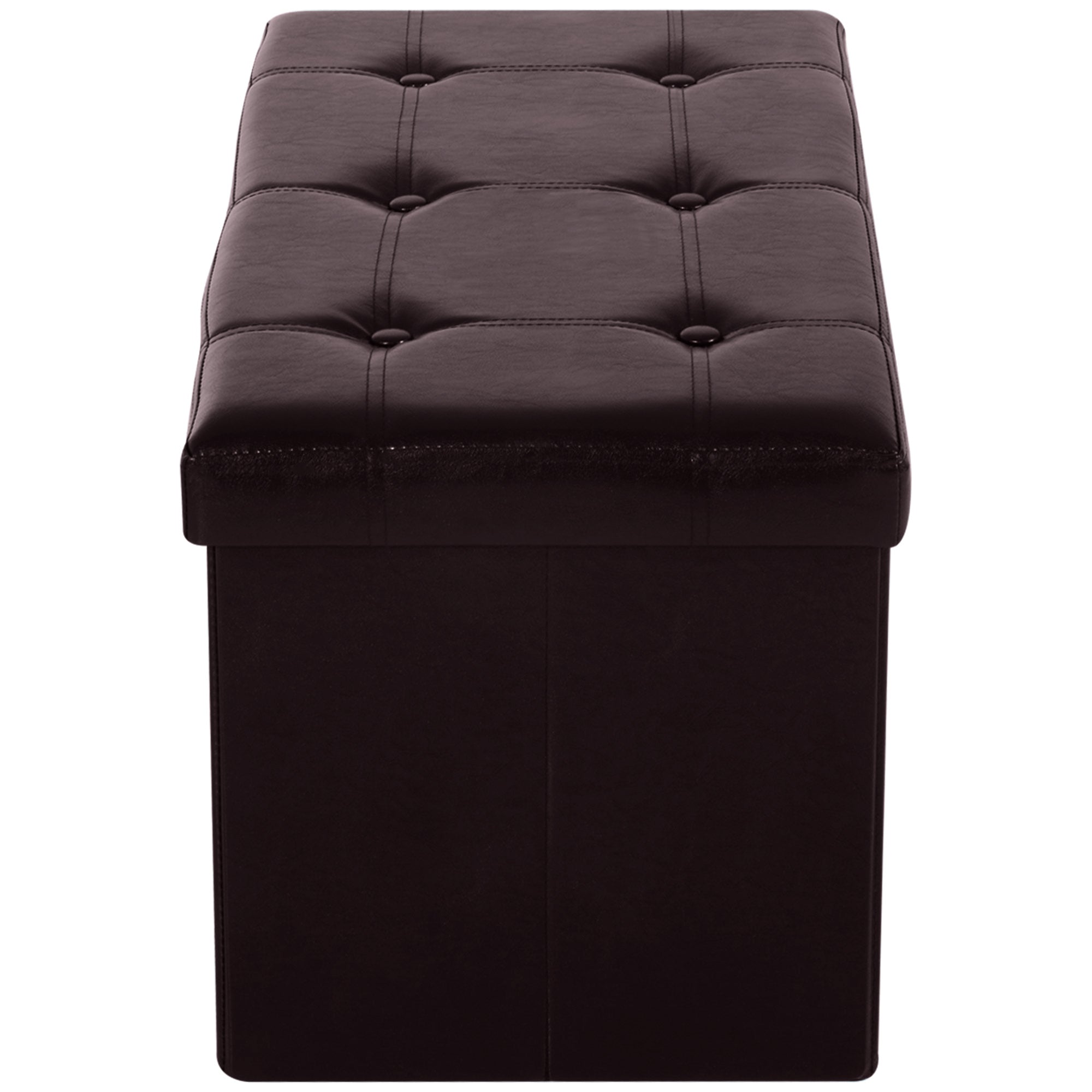 HOMCOM Folding Faux Leather Storage Cube Ottoman Bench Seat PU Rectangular Footrest Stool Box (Brown)