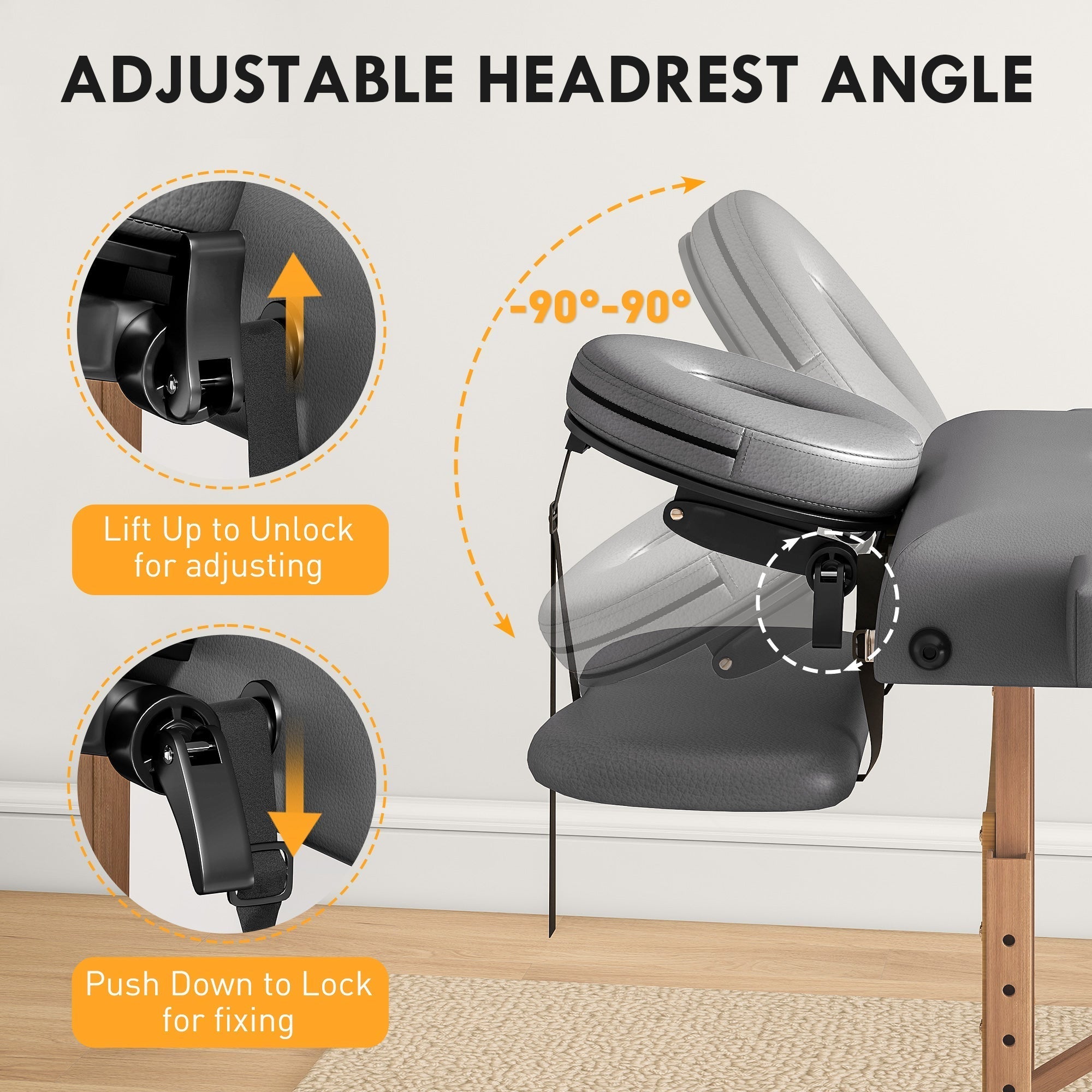 HOMCOM Adjustable Folding Massage Table - Grey