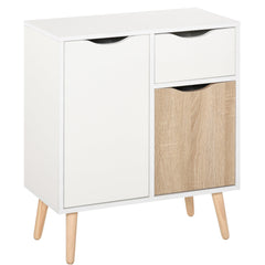 HOMCOM Sideboard Floor Cabinet Storage Cupboard with Drawer and Solid Wood Legs for Bedroom, Living Room, Entryway, Brown