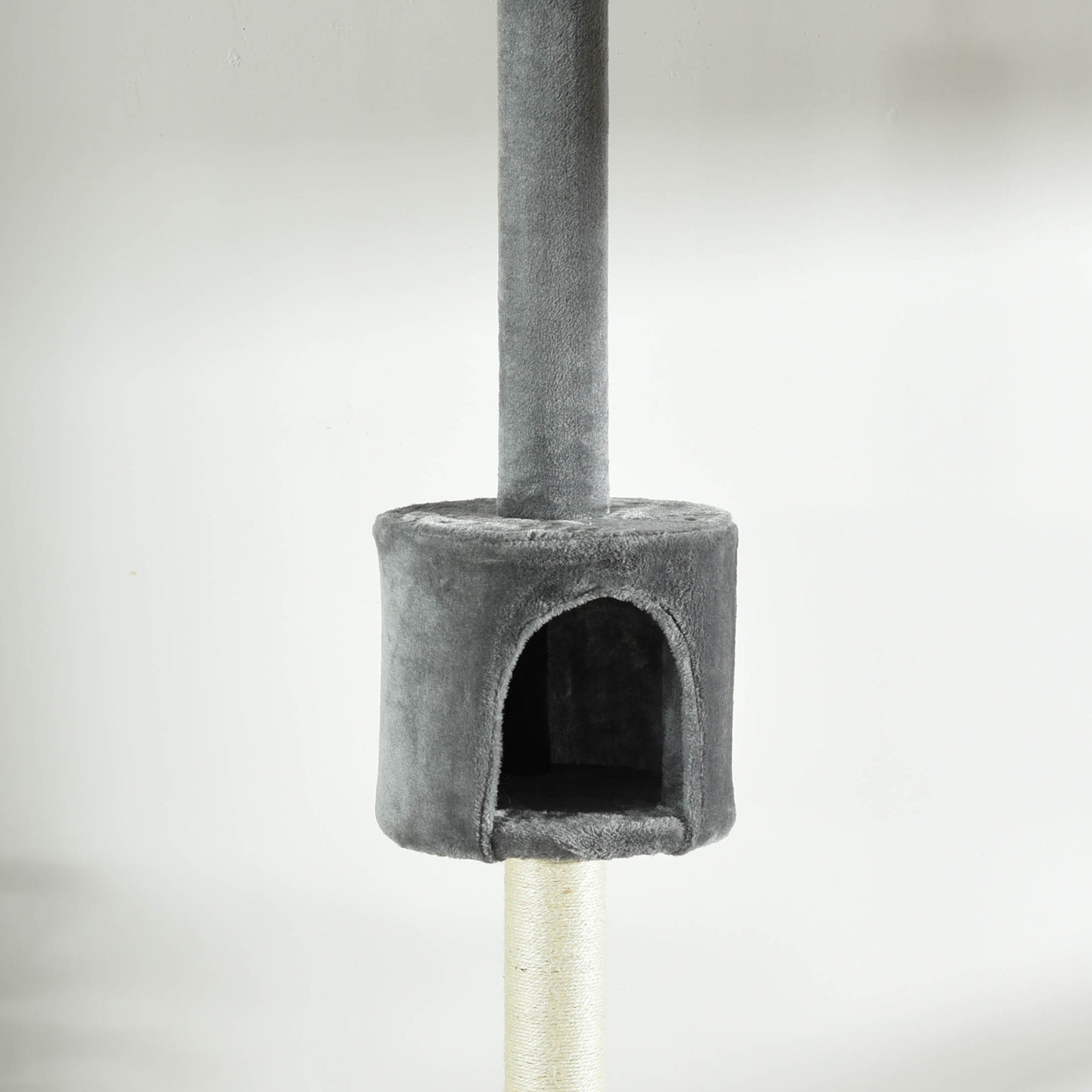 PawHut Floor to Ceiling Cat Tree for Indoor Cats, Kitten Tower, Condo, Multi-Layer Activity Center, Indoor Pet Play House with Solid Scratching Post Hanging Balls, Light Grey