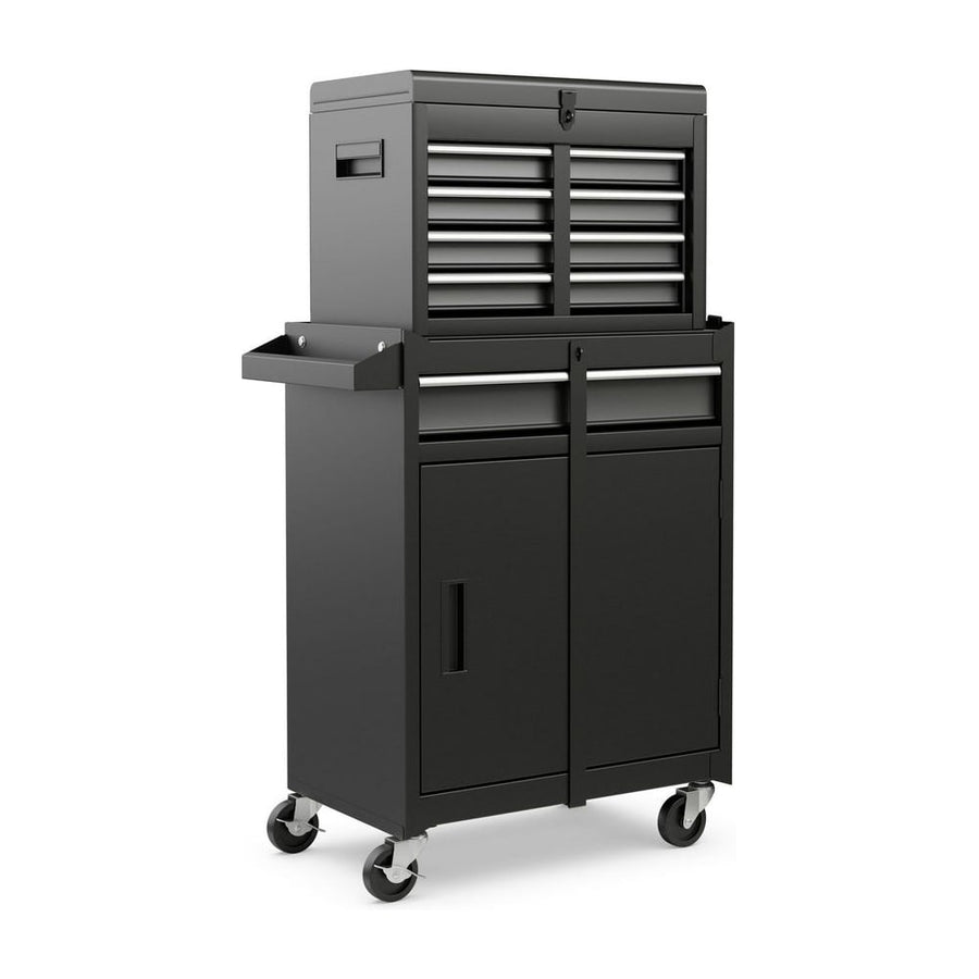 High Capacity Tool Storage Cabinet with Lockable Wheels-Black