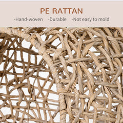 PawHut Rattan Elevated Cat Bed House Kitten Basket Ball-Shaped Pet Furniture w/ Removable Cushion - Natural