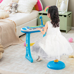 31-Key Kids Electronic Keyboard with Stool and Flashing Lights-Blue