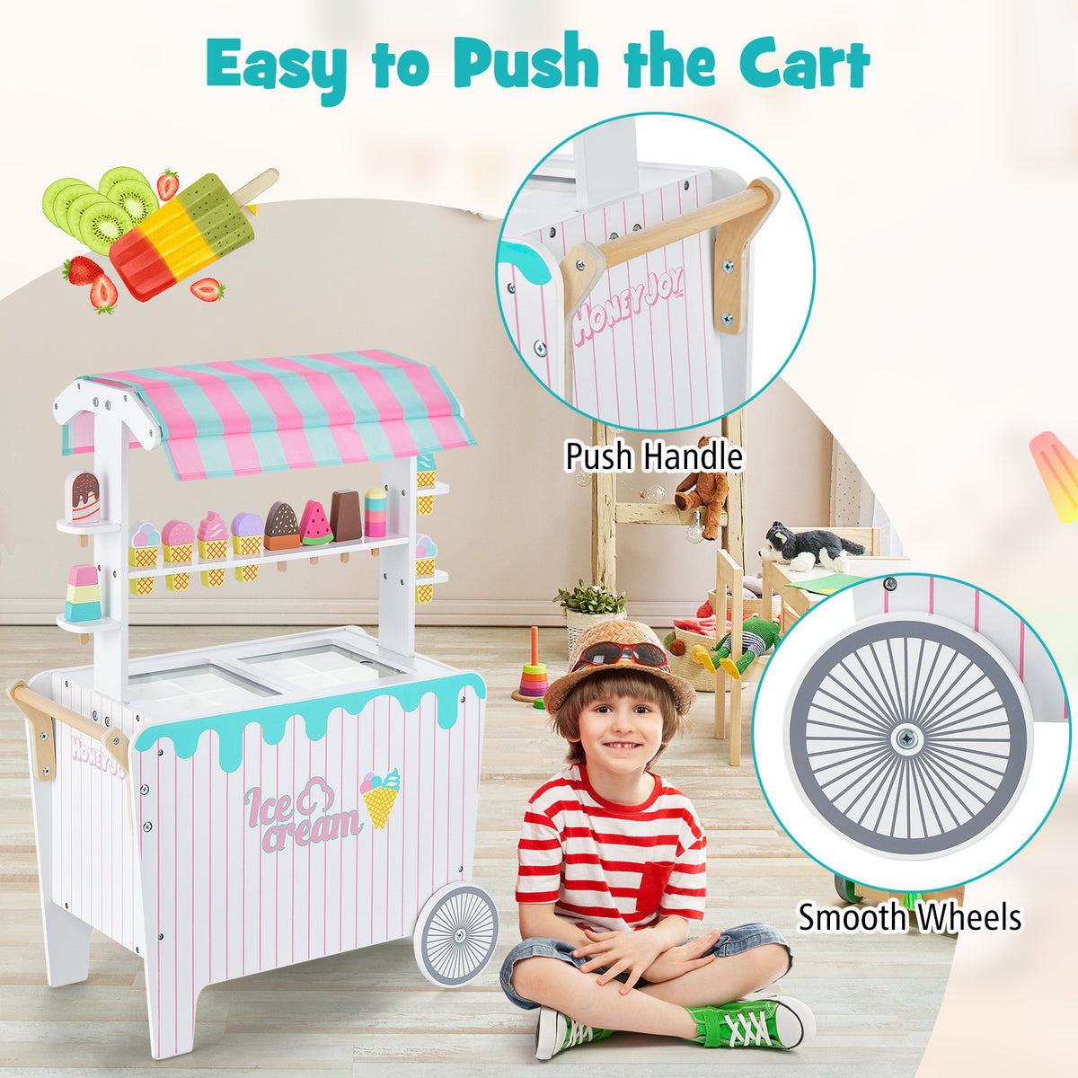 Kid's Ice Cream Cart with Unique Canopy