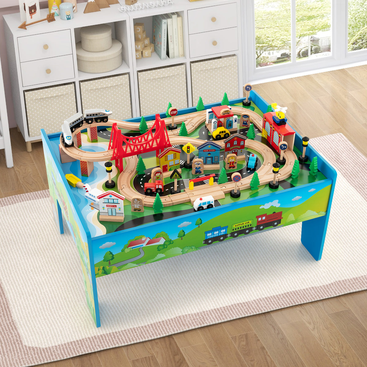 80-Piece Wooden Activity Playset with Reversible Tabletop [Best Seller in the US]