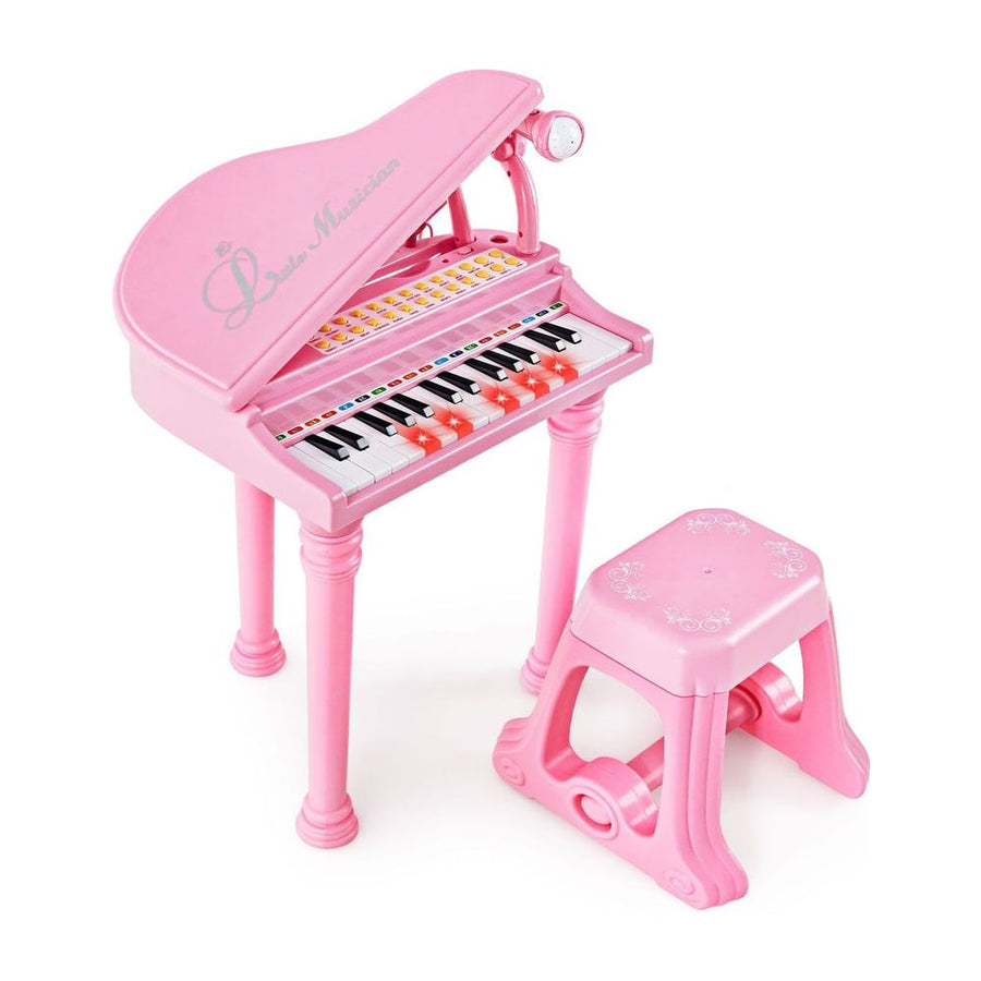 31 Keys Kids Portable Multifunctional Toy Piano with Microphone-Pink