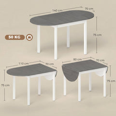 HOMCOM 4-6 Person Wooden Drop-Leaf Table - Grey