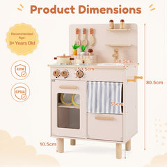 Wooden Play Kitchen Role-Play Gift for Girls and Boys Ages 3+-Beige