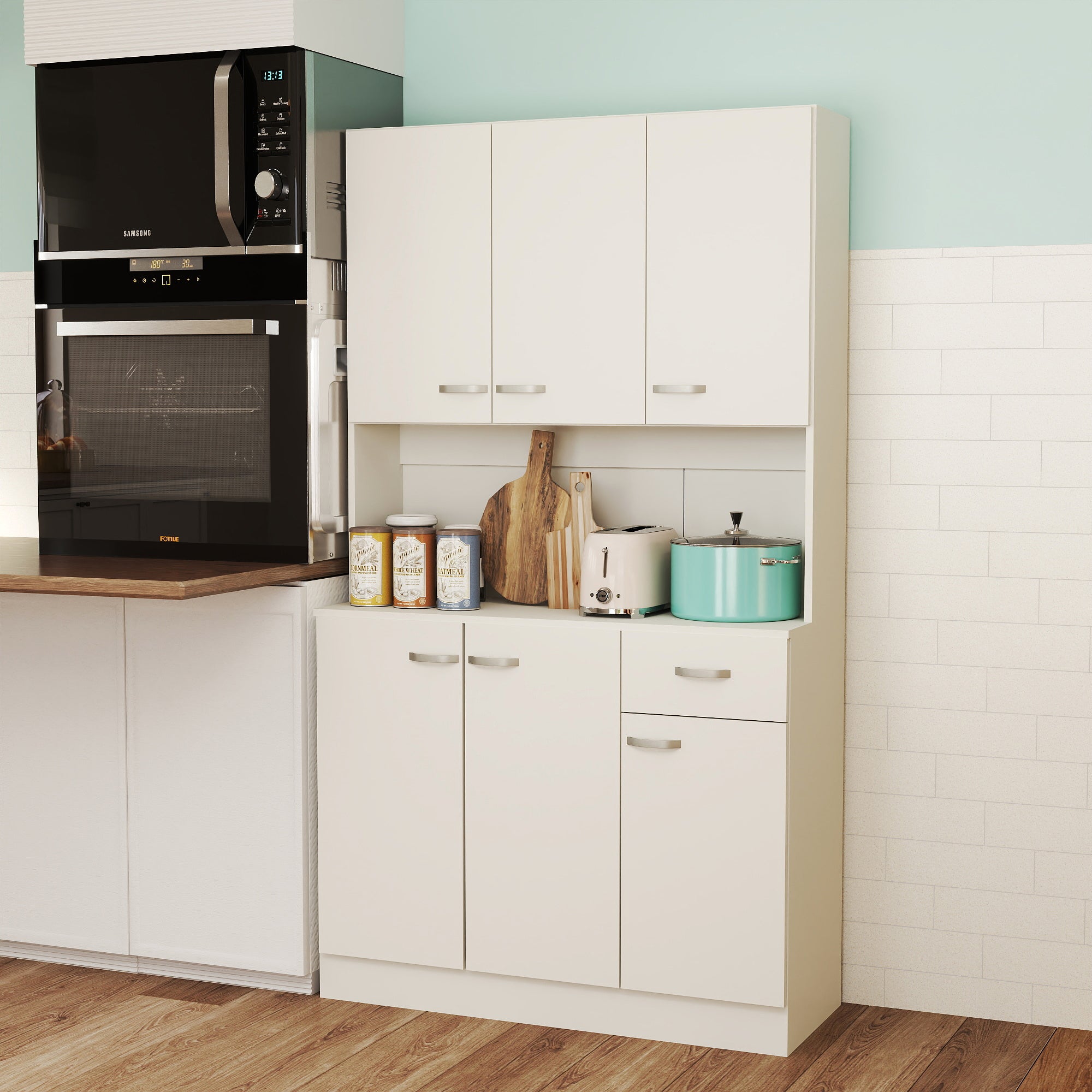 HOMCOM Freestanding Kitchen Pantry Storage Cabinet - White