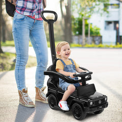 3-in-1 Baby Foot-to Floor Sliding Walker with Push Handle-Black
