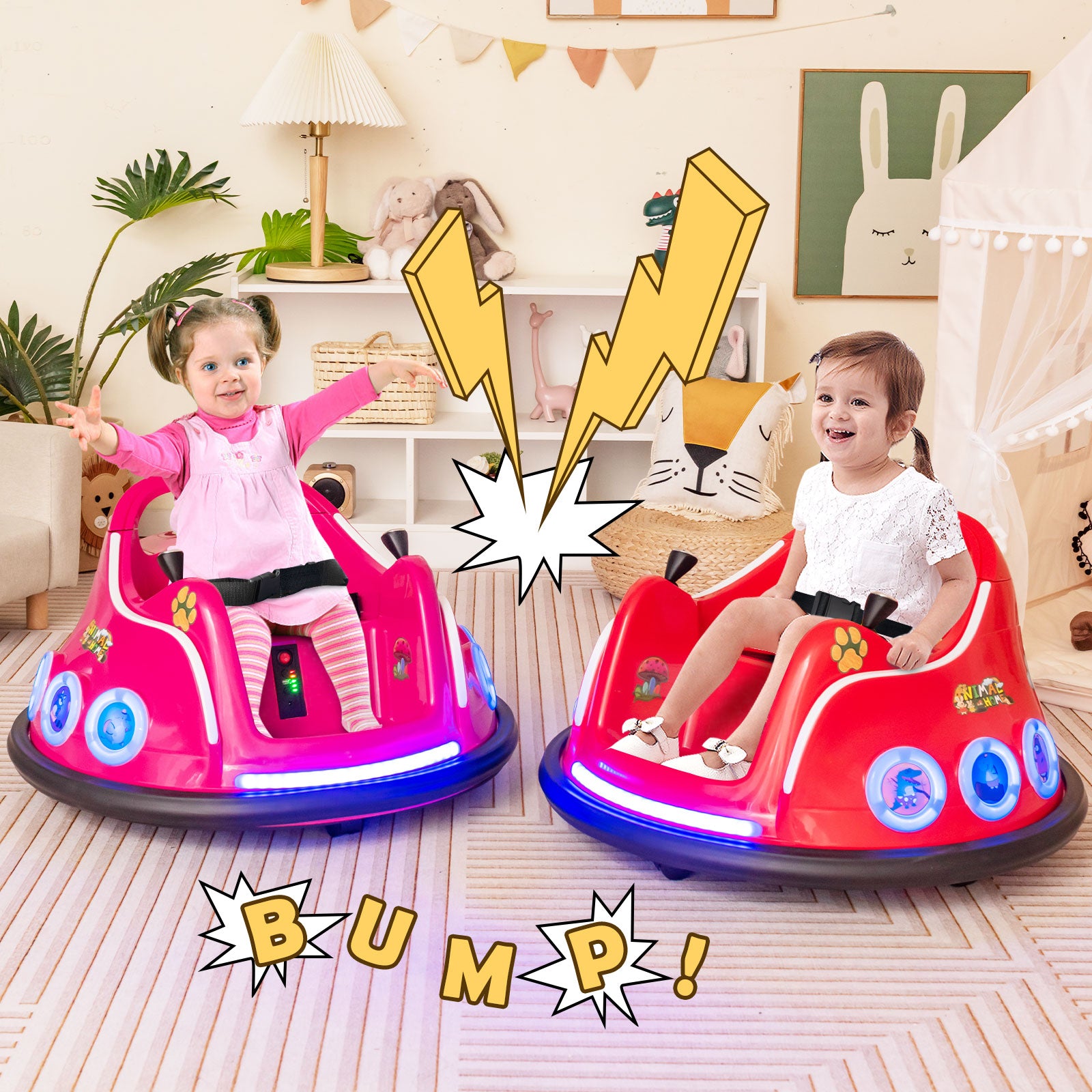 Electric Bumper Car with 360¬∞ Spin and Remote Control for Toddlers and Babies-Pink