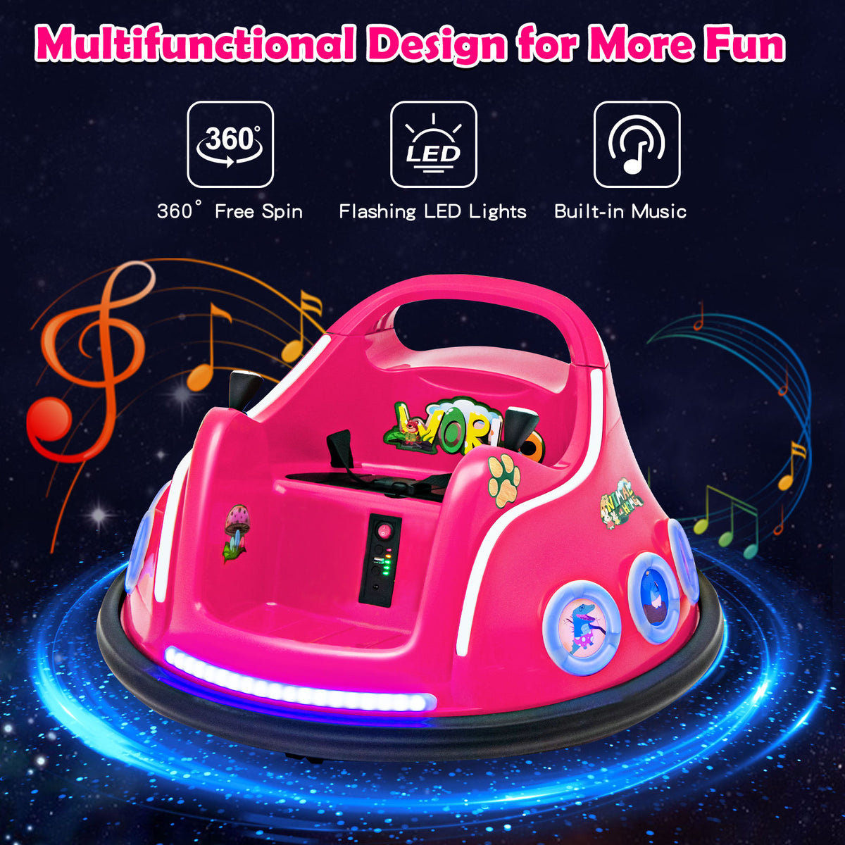 Electric Bumper Car with 360° Spin and Remote Control for Toddlers and Babies-Pink