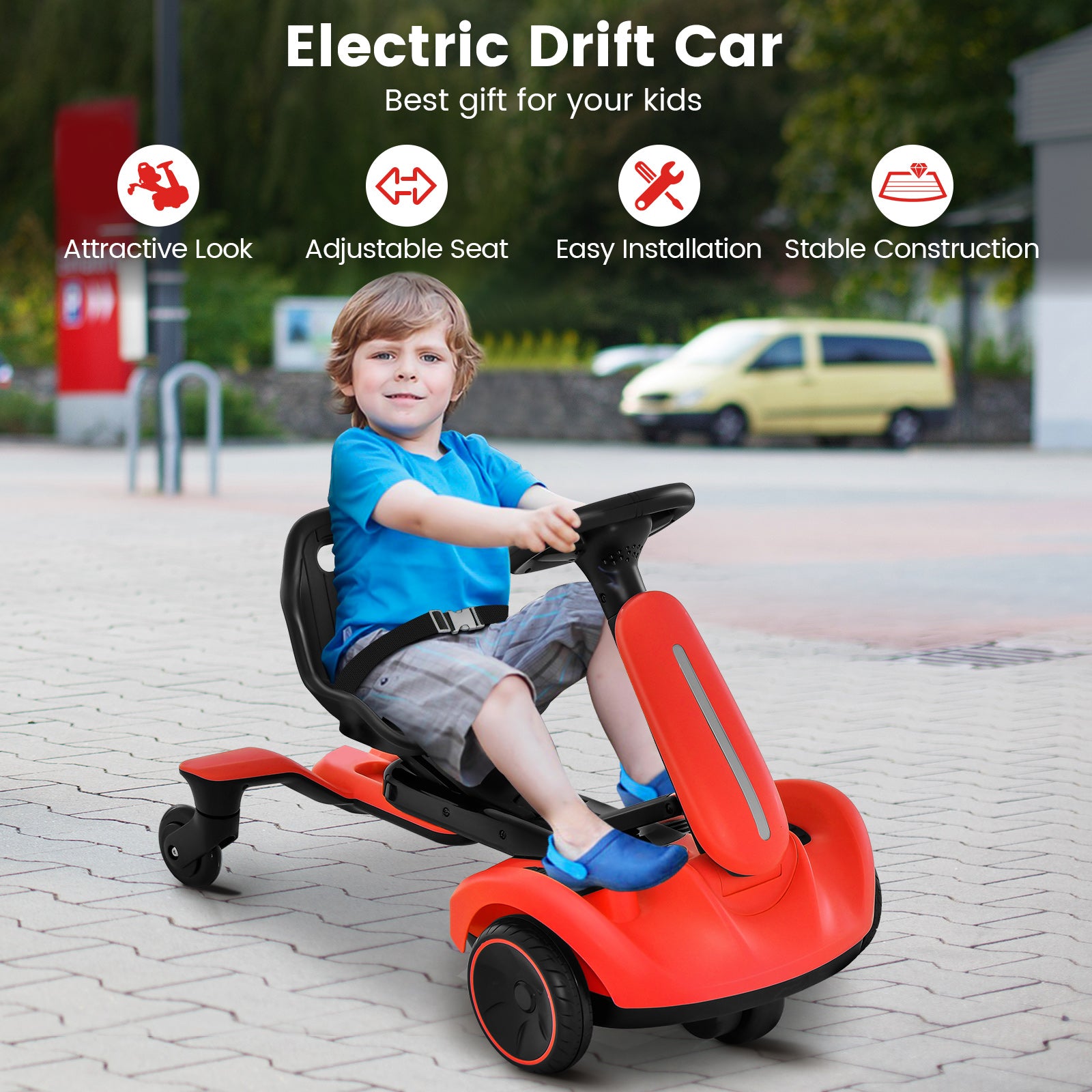 6V Electric Ride on Drift Car for Kids Aged 3-8 Years Old-Red