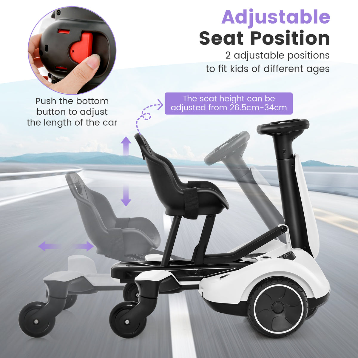 6V Electric Ride on Drift Car for Kids Aged 3-8 Years Old-White