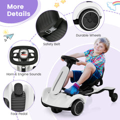 6V Electric Ride on Drift Car for Kids Aged 3-8 Years Old-White