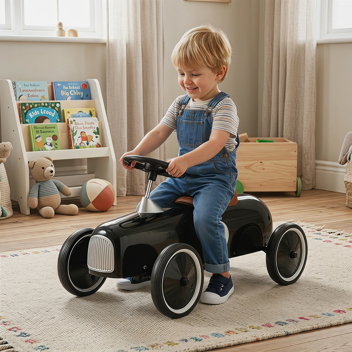 Ride on Push Car Outdoor Toddler Riding Toy for Boys Girls-Black