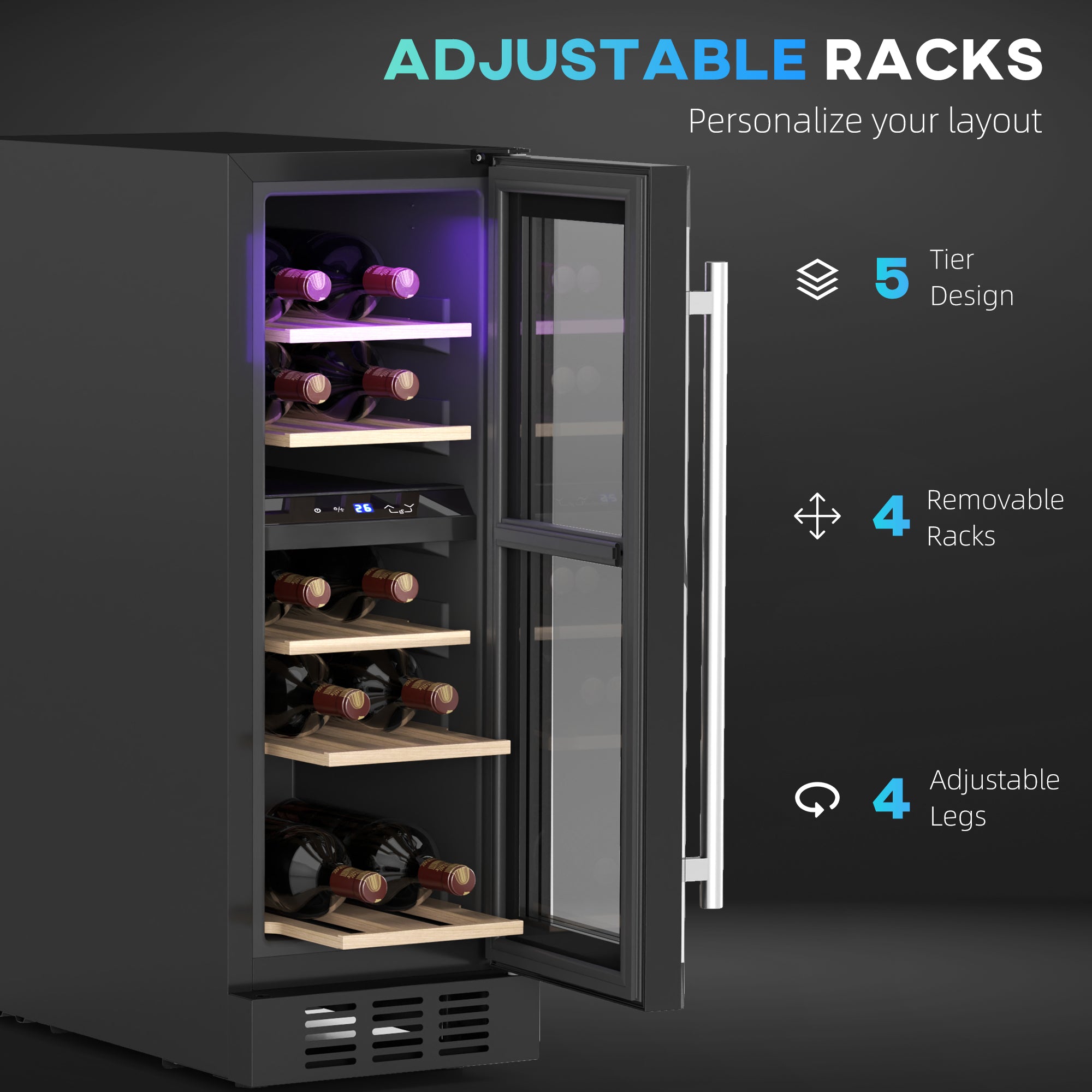 HOMCOM 16 Bottle Dual Zone 5-18√¢‚Äû∆í Wine Fridge - Black