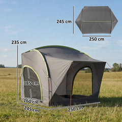 Outsunny Car Tent with 2.35m Stand-Up Height, 3000mm Waterproof Tailgate Tent with Mesh Windows for Family Camping Travelling